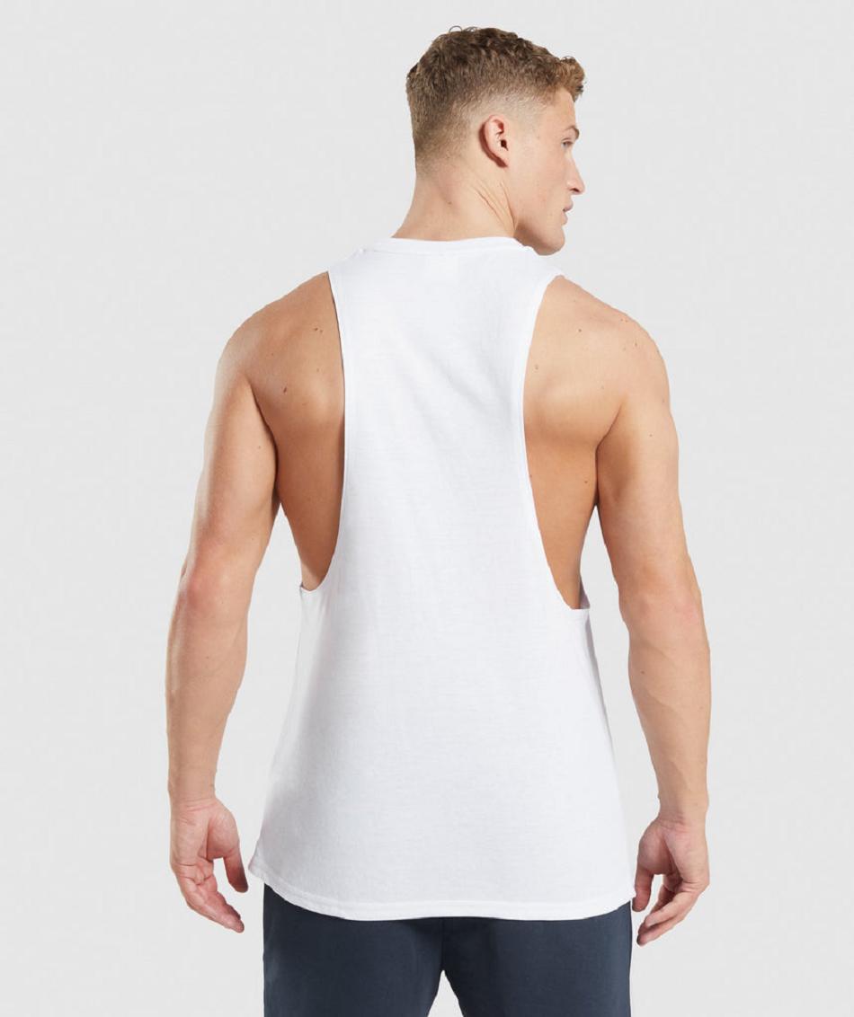 Camiseta Tirantes Gymshark Legacy Drop Arm Hombre Blancas | CO 3233OKI